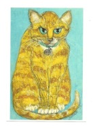 Pocztówka - Rudy kot o posępnym obliczu / koty