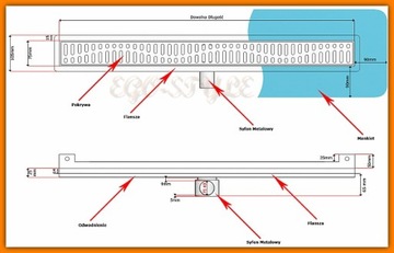 KESMET DRAIN Линейный сифон настенный 70 см СТАЛЬ