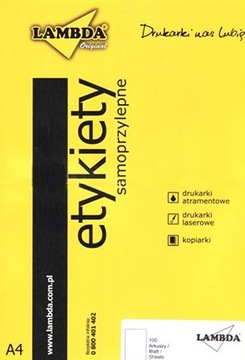 Etykiety samoprzylepne 70x50,8 mm, A4, 1500 szt.