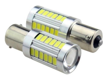 P21W 33 SMD 5630 + светодиодная линза BA15S холодная 12В