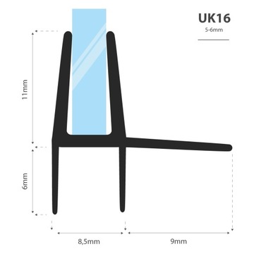 Уплотнитель для душевой кабины 190см 5 6 мм UK16