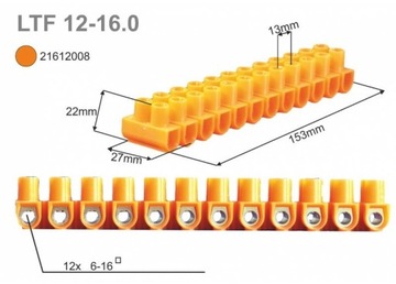 Listwa zaciskowa gwintowa 12-torowa 16mm pomarańczowa LTF 12-16.0 21612108