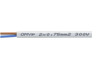 OMYp жилой кабель 2х0,75 Белый 300В ПЛОСКИЙ 1м