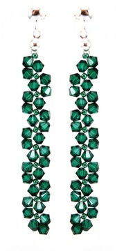 Серьги с кристаллами SWAROVSKI, зеленый изумруд