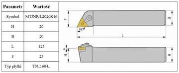 ПОВОРОТНЫЙ НОЖ MTJNL 20 на TNMG 1604