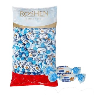 КОНФЕТЫ ROSHEN MILKY SPLASH, СТАКАН МОЛОКА 1КГ