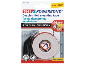 Двухсторонний скотч TESA Powerbond SUPER STRONG, 1,5 метра.