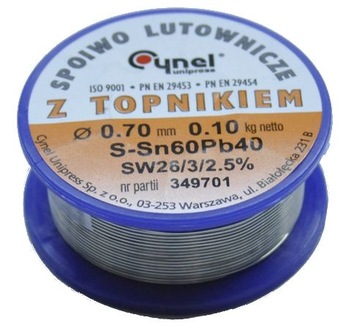 Cyna CYNEL z topnikiem 100g 0,7mm Sn60Pb40 0,1kg