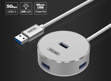 Концентратор Unitek Y-3197WH 4x USB 3.0 алюминий BC 1.2