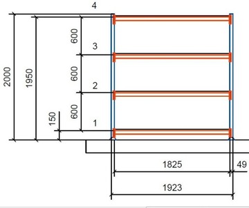 Полка для комплектации Mecalux 200x182x60 4 полки M7