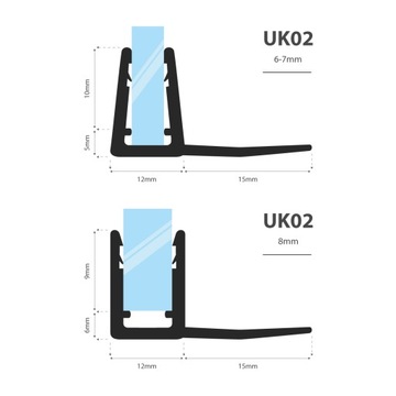 Уплотнитель для душевой кабины 130см 6 7 8 мм UK02