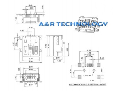 Зарядный порт Mini USB-B для контроллера PS3