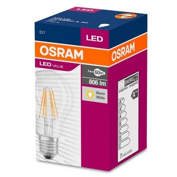 Комплект из 5 светодиодных ламп E27 7 Вт 60 Вт 806 лм 2700 К OSRAM