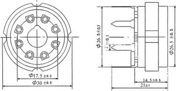 КЕРАМИЧЕСКАЯ РОЗЕТКА 8PIN PCB11 Восьмеричная 6SN7 KT88