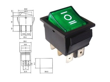 ПЕРЕКЛЮЧАТЕЛЬ С ПОДСВЕТКОЙ 6-контактный 3-позиционный DC 20A 12V