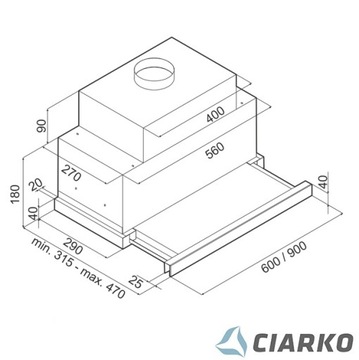 Вытяжка для шкафа CIARKO Slider 60 белая - 788м3/ч