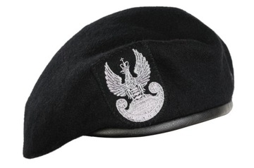Beret Wojskowy Tłoczony z Orłem - MW, Wojska Pancerne, Zmech Czarny 60