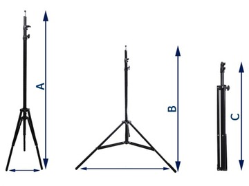 Solidny STATYW oświetleniowy 83-214cm 1/4 16mm 824