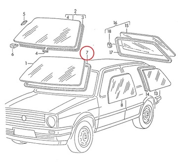 Уплотнитель переднего стекла для Wedge VW Golf 2 Mk II