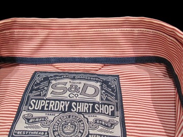 Рубашка SUPERDRY в красную полоску, хлопок *XL