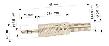 2,5-мм стереометаллический серебристый разъем JACK