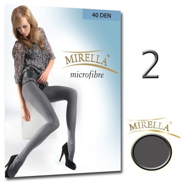 MIRELLA Колготки из микрофибры 40 ден, гладкие, матовые, 2/М Графит