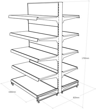 MAGO SHOP ПОЛКА, металлическая гондола 170/100/82