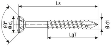 SPAX wkręty nierdzewne 4,5x80mm CUT stożek częśc.