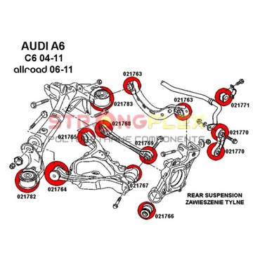 КОМПЛЕКТ ВТУЛОК ВТУЛКИ ЗАДНЕЙ БАЛКИ AUDI A6 C6 QUATTRO