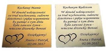 Tabliczka 12x12 życzenia dedykacja ślub GRAWER