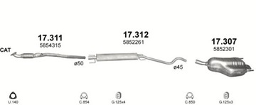 Глушитель концевой Opel Astra H GTC, объём 1,6+1,8+насадка+комплект