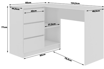 БОЛЬШОЙ МЕБЕЛЬНЫЙ СТОЛ ДЛЯ КОМПЬЮТЕРА 124x85x77см