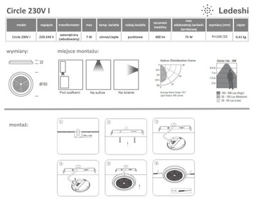 Светодиодный светильник Ledeshi Circle LED 7Вт, круглый, 15см