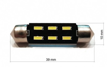 ЛАМПОЧКА 6 LED 4014 SMD ТРУБКА 39мм C5W C10W ПРЕМИУМ