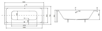 QUADRO прямоугольная ванна 165x75 + КОРПУС + СИФОН