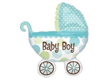 WÓZEK BABY SHOWER BOY/GIRL BALON FOLIOWY XXL,100CM