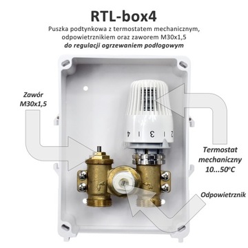 Podtynkowy OGRANICZNIK TEMPERATURY ZAWÓR DO PODŁOGÓWKI RTL BOX 3/4