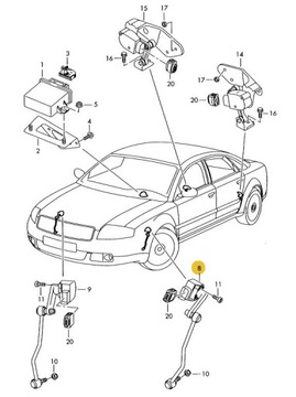 ДАТЧИК РЕГУЛИРОВКИ УРОВНЯ ПОДВЕСКИ AUDI A8 D3 ЛЕВЫЙ ПЕРЕДНИЙ ОРИГИНАЛ Дилерский центр