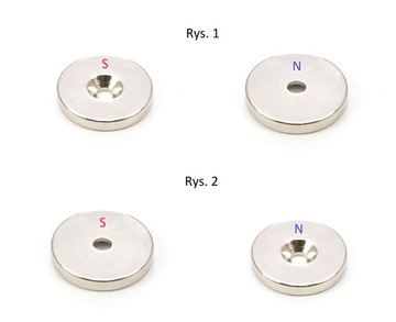 MOCNY MAGNES NEODYMOWY 20x3 mm Z OTWOREM 7/3,5 mm POD WKRĘT ZESTAW 4 SZTUK