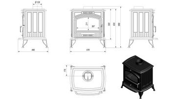 ОТДЕЛЬНО СТОЯЩАЯ ЧУГУННАЯ ПЕЧЬ KOZA K6 fi 130 4 БЕСПЛАТНО