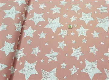 Ткань для свитшота STARS MIX WHITE ON PINK MEL.-FQ