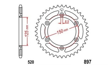 Задняя звездочка JTR897-50 520 KTM EXC 125 200 250 300