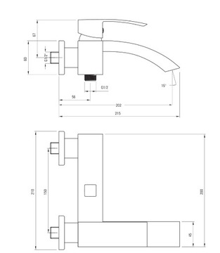 Deante Vigo Настенный смеситель для ванны и душа, хром, BDW010M