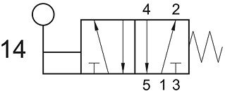 Ручной пневмоклапан 5/2 G1/8 с пружинным возвратом