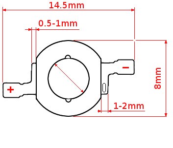 LED 1W COLD 12000-15000 Bridgelux Dual 2*23*45mil