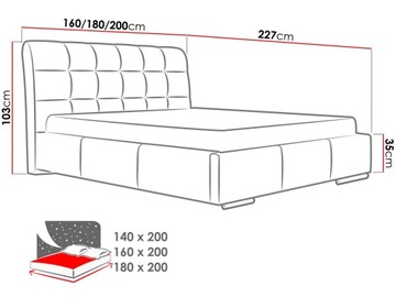 ŁÓŻKO tapicerowane Amber G 160 stelaż + Pojemnik