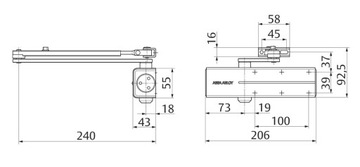 ASSA ABLOY DC140 Дверной доводчик с рычагом, белый