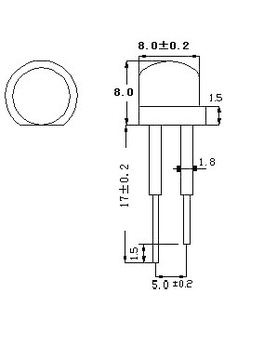 LED 8MM 3V СИНИЙ СУПЕР ЯРКИЙ 2 ШТ.