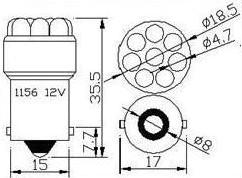 СВЕТОДИОДНАЯ ЛАМПА BA15S R5W P21/5W 12V красная