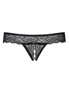 Стринги с открытой промежностью - Obsessive Miamor Crotchless Thong Black XXL